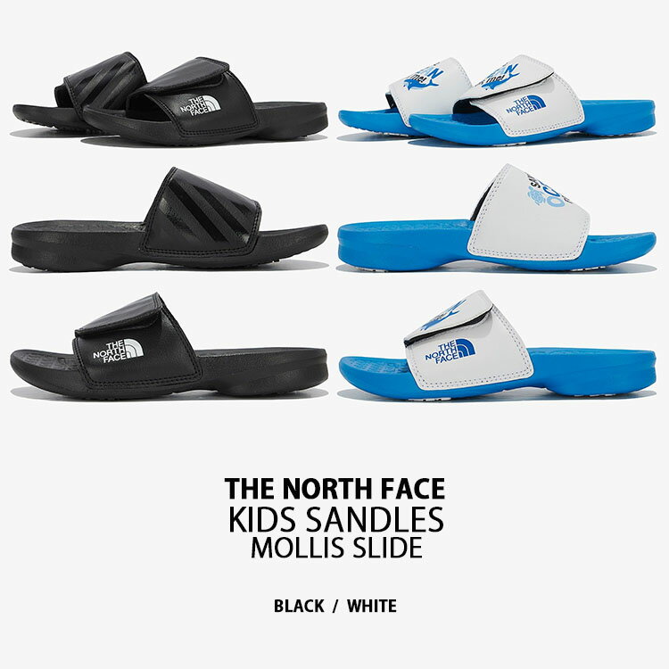 THE NORTH FACE ノースフェイス キッズ 子供用 サンダル KID MOLLIS SLIDE ベルクロ スライドサンダル スリッパ シャワーサンダル ブラック ホワイト サイズ調整 男の子 女の子 NS96M04A NS96M04B【中古】未使用品