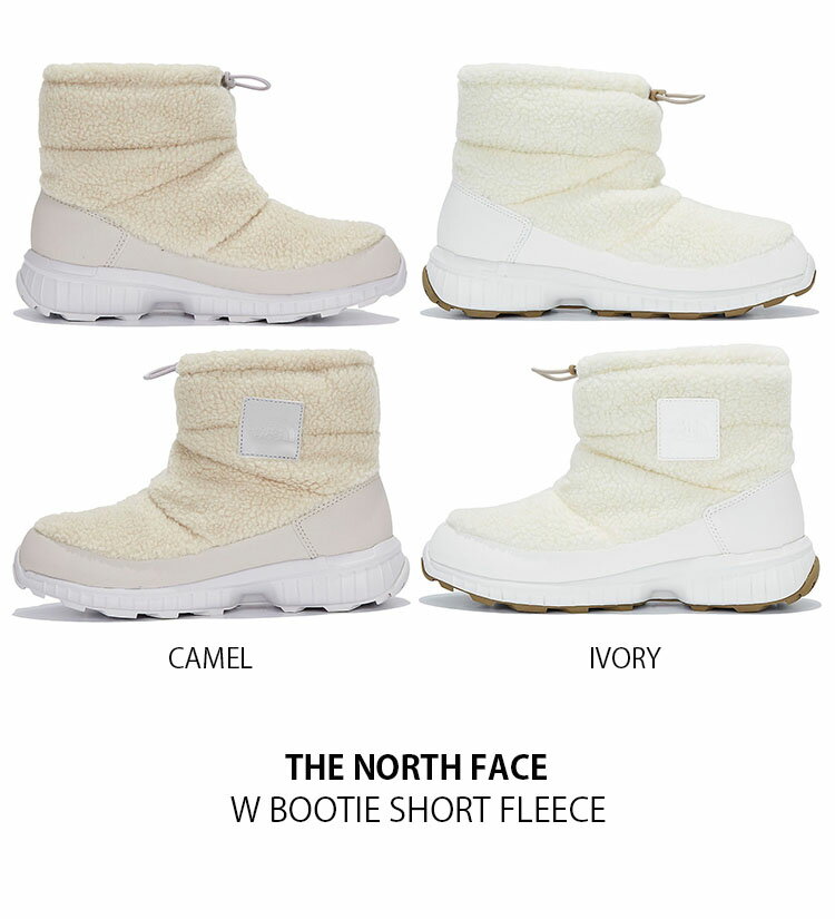 【ポイント2倍!】THE NORTH FACE ノースフェイス ショートブーツ W BOOTIE SHORT FLEECE ブーティ ボアブーツ フリースブーツ フリース シューズ 外履き ウィンターブーツ キャメル アイボリー WHITELABEL レディース 女性用 NS99L53J NS99L53K【中古】未使用品