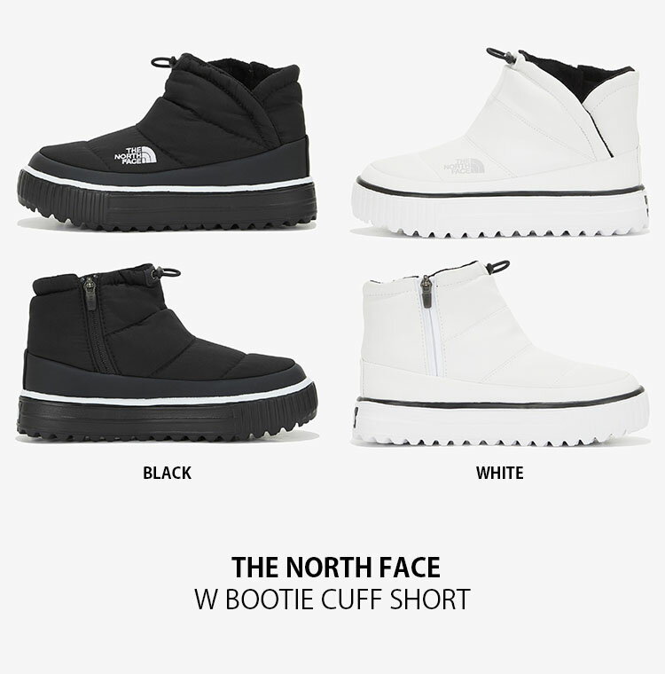 【ポイント2倍!】THE NORTH FACE ノースフェイス ブーツ W BOOTIE CUFF SHORT ブーティ カフ ショート ダウンブーツ ショートブーツ ジッパー シューズ 外履き WHITE LABEL ブラック ホワイト レディース 女性用 NS99M70K NS99M70J【中古】未使用品