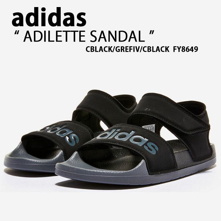 adidas アディダス サンダル スポーツサンダル ADILETTE SANDAL アディレッタ BLACK FY8649 サイズ調整 ロゴ スポサン ストラップ ヒールストラップ ブラック シューズ メンズ レディース【中古】未使用品