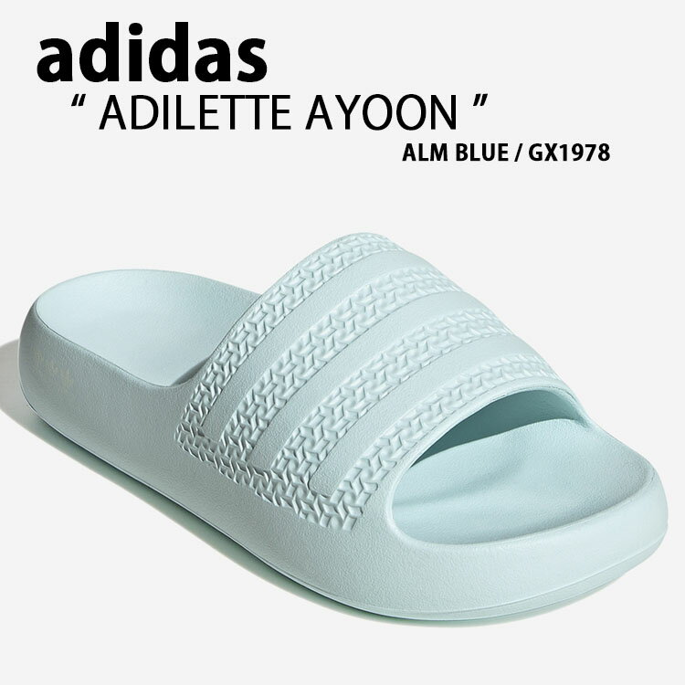 adidas アディダス サンダル スリッパ ADILETTE AYOON アディレッタ アユーン MINT GX1978 BLUE ロゴ スライドサンダル シャワーサンダル ミント ブルー シューズ メンズ レディース 【中古】未使用品