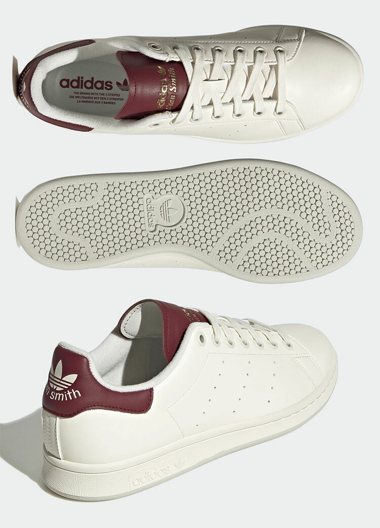 adidas アディダス スニーカー STANSMITH スタンスミス GX4420 WHITE GRAY BURGUNDY ホワイト グレー バーガンディ シューズ クラシック メンズ レディース 男性用 女性用 男女共用【中古】未使用品