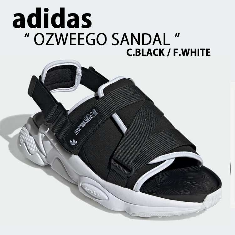 adidas アディダス サンダル スポーツサンダル OZWEEGO SANDAL オズウィーゴ BLACK WHITE GZ8410 サイズ調整 ロゴ スポサン ストラップ ヒールストラップ ブラック ホワイト シューズ メンズ レディース【中古】未使用品