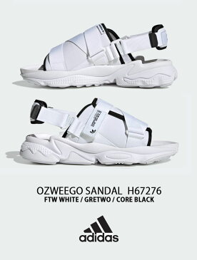 adidas アディダス サンダル スポーツサンダル OZWEEGO SANDAL オズウィーゴ WHITE BLACK H67276 サイズ調整 ロゴ スポサン ストラップ ヒールストラップ ホワイト ブラック シューズ メンズ レディース 男女共用【中古】未使用品