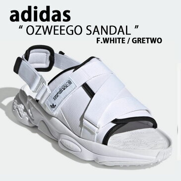 adidas アディダス サンダル スポーツサンダル OZWEEGO SANDAL オズウィーゴ WHITE BLACK H67276 サイズ調整 ロゴ スポサン ストラップ ヒールストラップ ホワイト ブラック シューズ メンズ レディース 男女共用【中古】未使用品