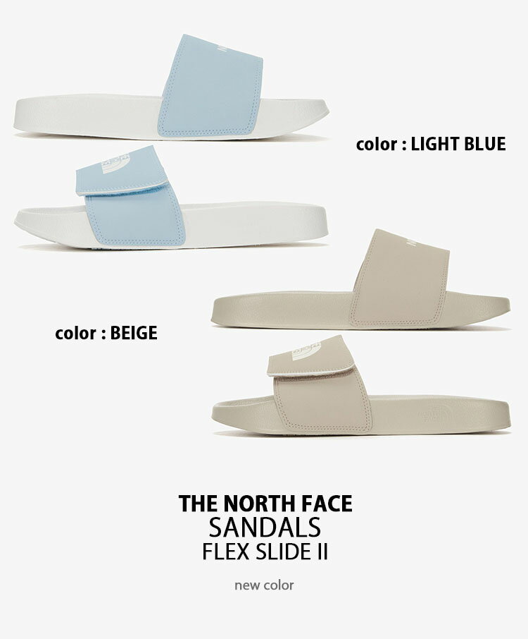 【ポイント2倍!】THE NORTH FACE ノースフェイス サンダル FLEX SLIDE II フレックス スライド サイズ調整 シャワーサンダル スライドサンダル スリッパー ビッグ ロゴ WHITELABEL ベージュ ブルー メンズ レディース NS98N04L/B【中古】未使用品