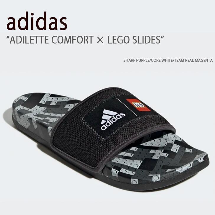 adidas アディダス シャワーサンダル ADILETTE COMFORT × LEGO SLIDES CORE BLACK CORE WHITE GREY SIX サンダル メンズ レディース 男女兼用 男性用 女性用 ユニセックス GW0822【中古】未使用品