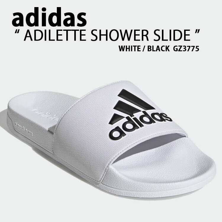 adidas アディダス サンダル スリッパ ADILETTE SHOWER SLIDE GZ3775 WHITE BLACK スライドサンダル シャワーサンダル ホワイト ブラック シューズメンズ レディース 【中古】未使用品