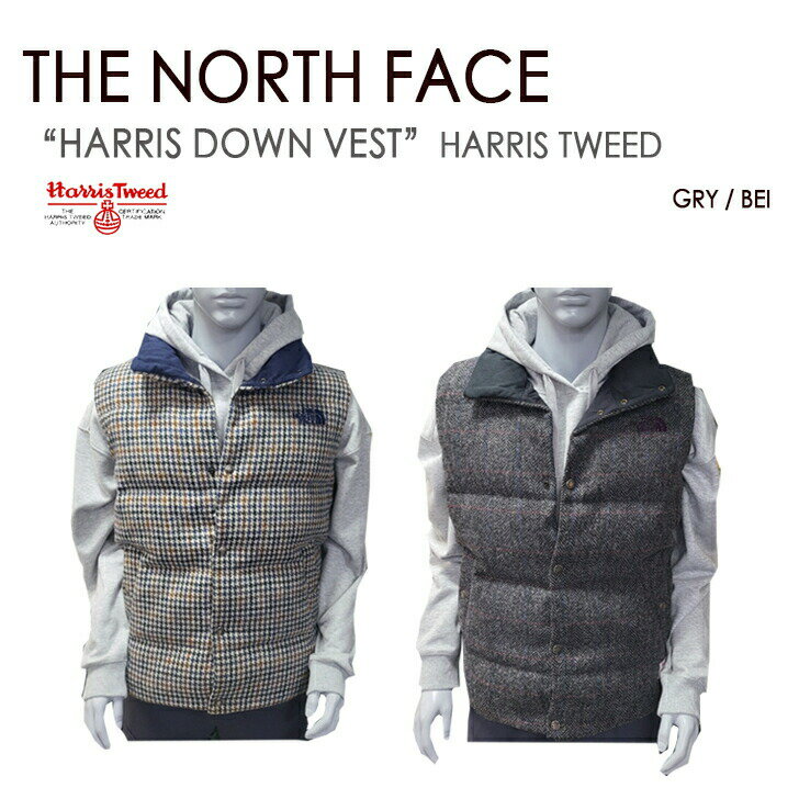 THE NORTH FACE ノースフェイス ダウンベスト HARRIS DOWN VEST ダウン ベスト ハリスツイード HARRIS TWEED ベージュ グレー メンズ レディース 男女共用 男性用 女性用 NI1DJ79【中古】未使用品