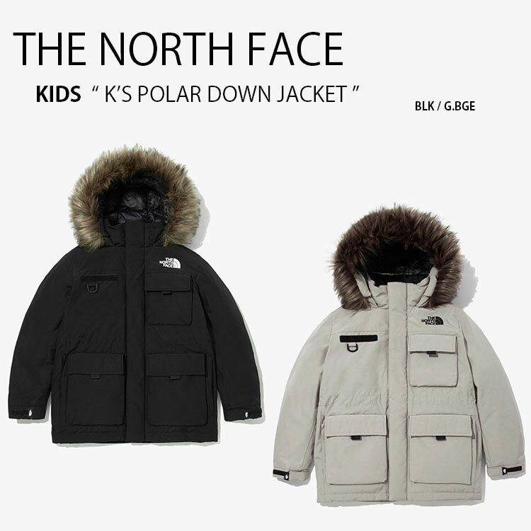 THE NORTH FACE ノースフェイス キッズ ダウンジャケット K 039 S POLAR DOWN JACKET ダウン ポーラ ジャケット フーディー パーカー フード ブラック ベージュ キッズ 男の子 女の子 子供用 NJ1DM51T NJ1DM51S【中古】未使用品