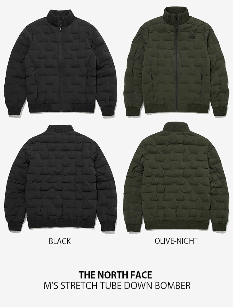 THE NORTH FACE ノースフェイス ダウン ボンバージャケット M'S STRETCH TUBE DOWN BOMBER ストレッチ チューブ ボンバー ダウンジャケット ロゴ 格子柄 キルティング ワッフル リップル メンズ レディース NJ1DM69A/B【中古】未使用品