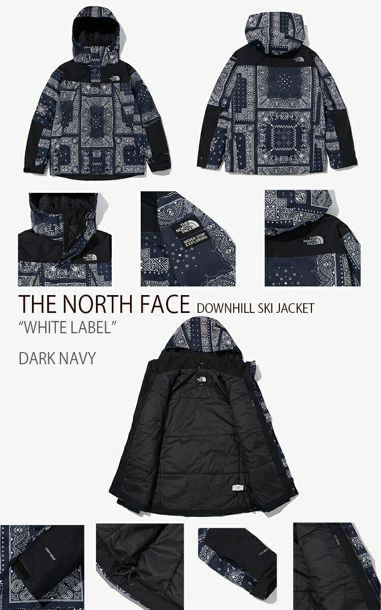THE NORTH FACE ノースフェイス ジャケット DOWNHILL SKI JACKET ペイズリー ダウンヒル スキージャケット コーチジャケット フーディー フード パーカー ダークネイビー ブラック WHITE LABEL NJ2SM65/B【中古】未使用品