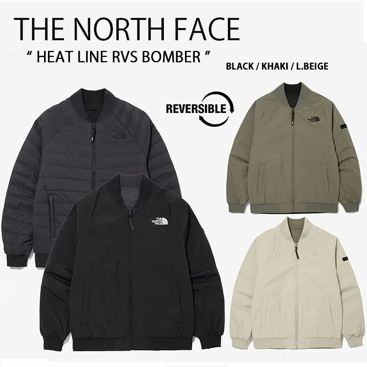 THE NORTH FACE ノースフェイス ボンバー ジャケット HEAT LINE RVS BOMBER ヒートライン リバーシブル ボンバー ジャケット MA1 ロゴ 両面 ブラック カーキ ベージュ メンズ レディース NJ3NN01A NJ3NN01B/C【中古】未使用品