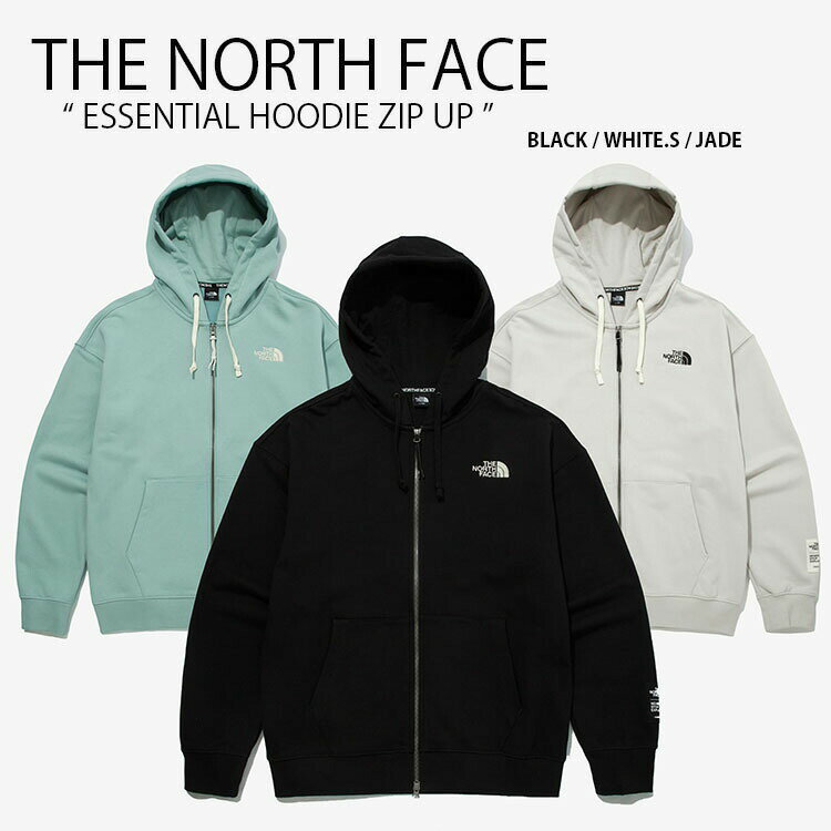 THE NORTH FACE ノースフェイス パーカー ESSENTIAL HOODIE ZIP UP エッセンシャル フーディー フード ジップアップ スウェット ロゴ ブラック ホワイト メンズ レディース NJ5JM52A NJ5JM52B NJ5JM52C【中古】未使用品