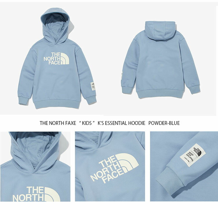 【ポイント2倍!】THE NORTH FACE ノースフェイス キッズ K'S ESSENTIAL HOODIE エッセンシャル フーディー フリース スウェット フード パーカー ブルー パステル グレー キッズ 男の子 女の子 子供用 NM5PM57U NM5PM57S NM5PM57T【中古】未使用品