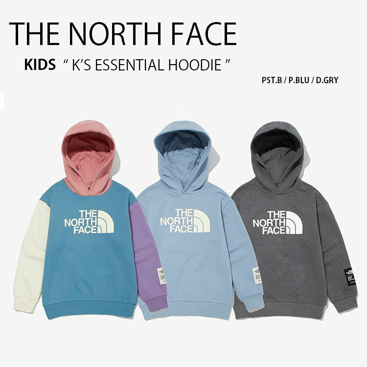 【ポイント2倍!】THE NORTH FACE ノースフェイス キッズ K'S ESSENTIAL HOODIE エッセンシャル フーディー フリース スウェット フード パーカー ブルー パステル グレー キッズ 男の子 女の子 子供用 NM5PM57U NM5PM57S NM5PM57T【中古】未使用品