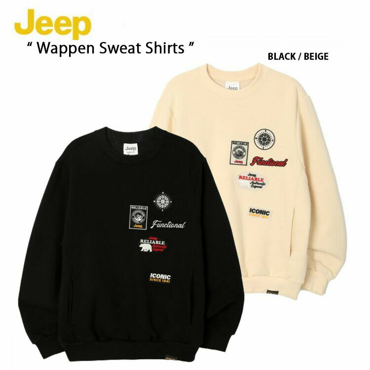 楽天セレクトショップ a-cloJeep ジープ スウェット トレーナー Wappen sweatshirt ワッペンスウェット ビッグロゴ ルーズフィット ルーズシルエット ブラック ベージュ メンズ レディース 男性用 女性用 JM4TSU847【中古】未使用品