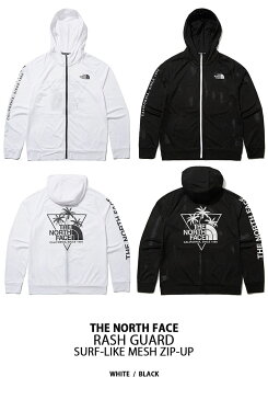 THE NORTH FACE ノースフェイス ラッシュガード SURF-LIKE MESH ZIP UP パーカー ジップアップ UVカット UVカット 長袖 ロングスリーブ WHITELABEL ブラック ホワイト メンズ レディース NJ5JL09J/K【中古】未使用品