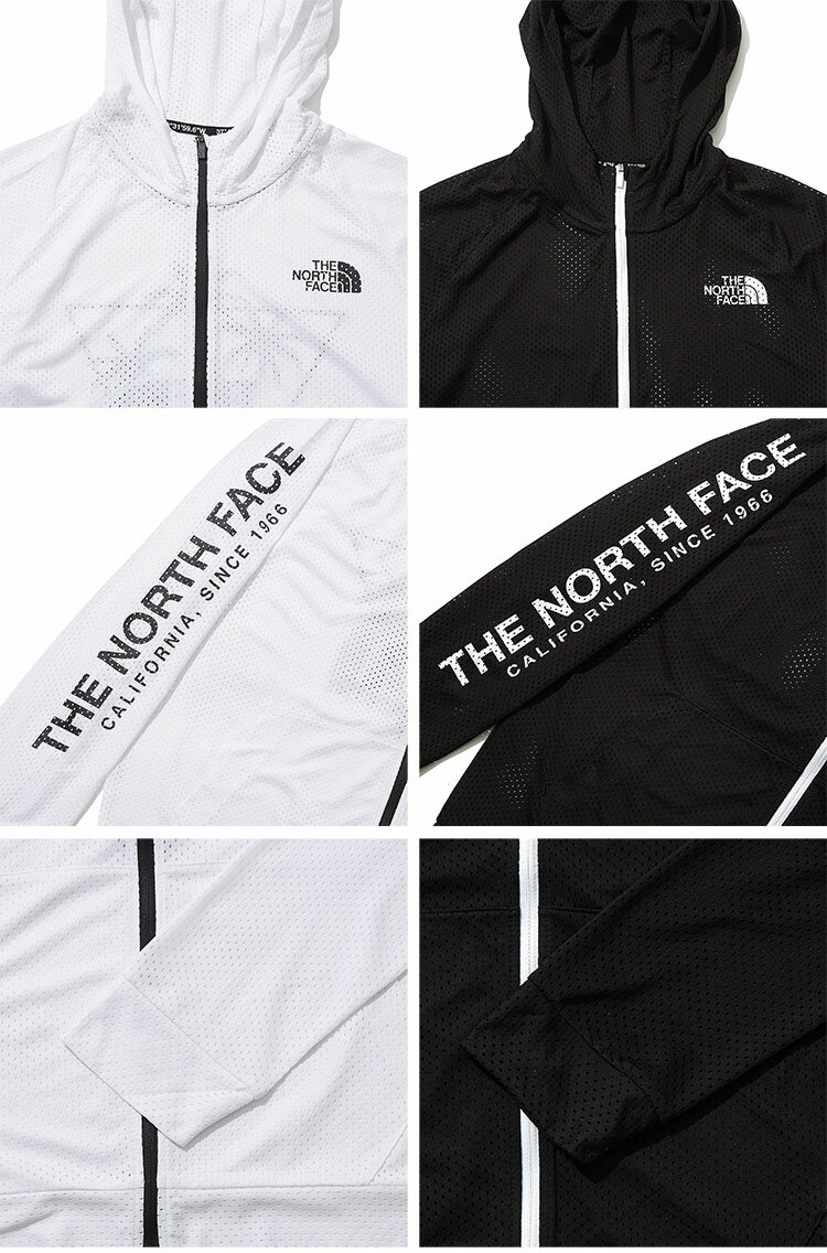 THE NORTH FACE ノースフェイス ラッシュガード SURF-LIKE MESH ZIP UP パーカー ジップアップ UVカット UVカット 長袖 ロングスリーブ WHITELABEL ブラック ホワイト メンズ レディース NJ5JL09J/K【中古】未使用品