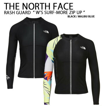 THE NORTH FACE ノースフェイス レディース ラッシュガード W'S SURF-MORE ZIP UP ジップアップ UVカット ハイネック 立ち襟 UVカット 長袖 ロングスリーブ 冷感素材 ブラック ブルー マリンスポーツ サーフィン 女性用 NJ5JL32K/J【中古】未使用品