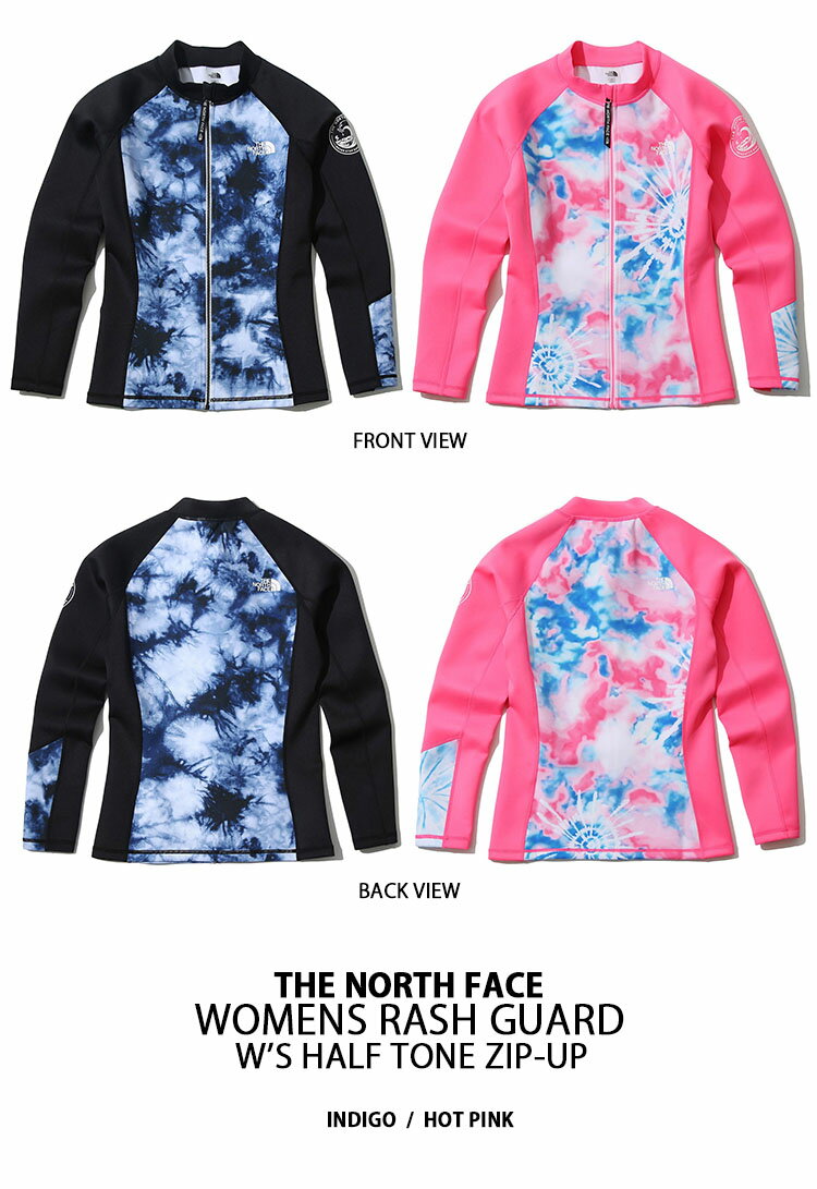 THE NORTH FACE ノースフェイス レディース ラッシュガード W'S HALF TONE ZIP-UP ジップアップ UVカット ハイネック 立ち襟 UVカット 長袖 ロングスリーブ 冷感素材 ツートンカラー タイダイ WHITELABEL 女性用 NJ5JK35【中古】未使用品