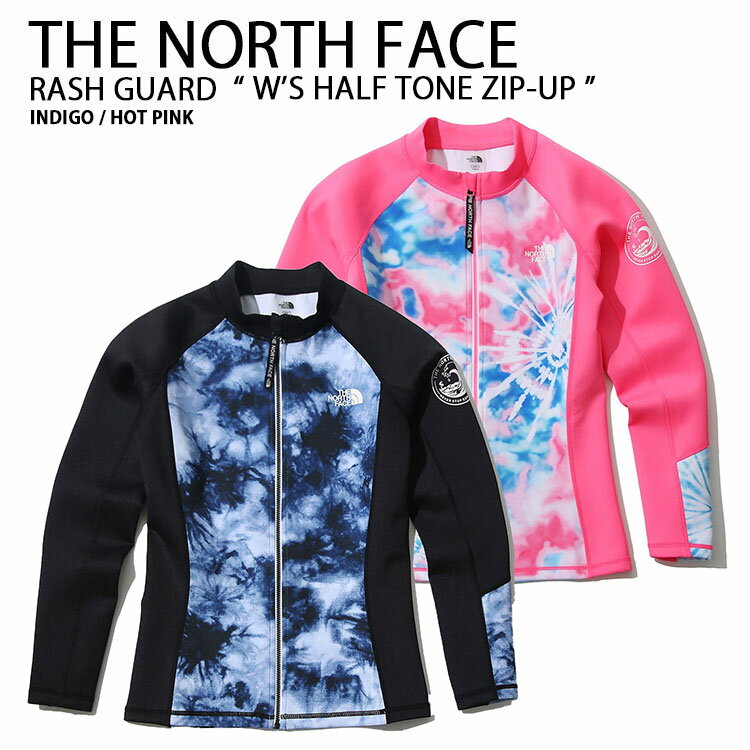 THE NORTH FACE ノースフェイス レディース ラッシュガード W'S HALF TONE ZIP-UP ジップアップ UVカット ハイネック 立ち襟 UVカット 長袖 ロングスリーブ 冷感素材 ツートンカラー タイダイ WHITELABEL 女性用 NJ5JK35【中古】未使用品