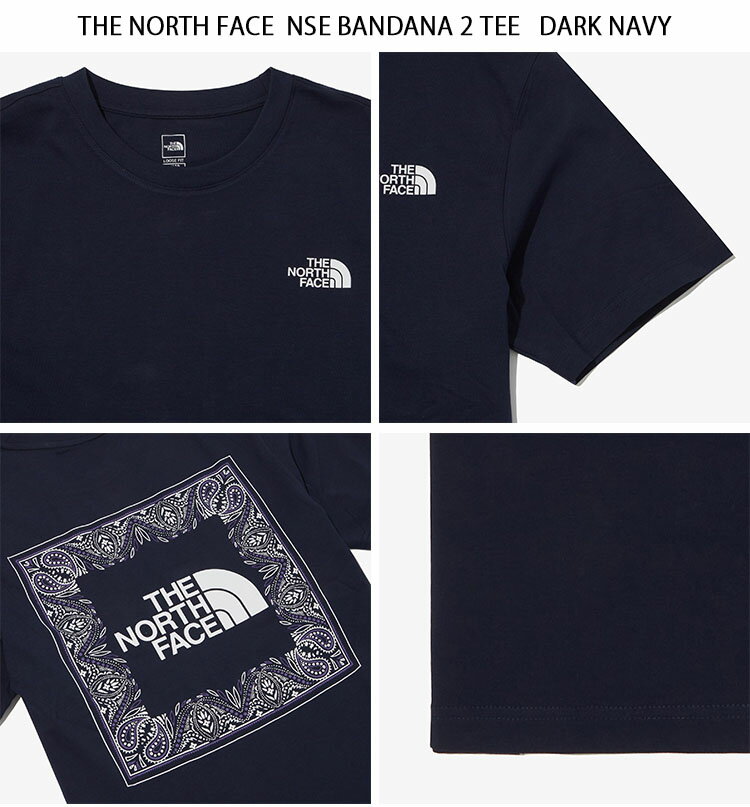 THE NORTH FACE ノースフェイス Tシャツ NSE BANDANA S/S R/TEE 2 バンダナ ペイズリー ボックスロゴ ショートスリーブ ラウンド Tシャツ ロゴ カジュアル ネイビー グレー アイボリー グリーン メンズ レディース NT7UN48C/D/E/F【中古】未使用品