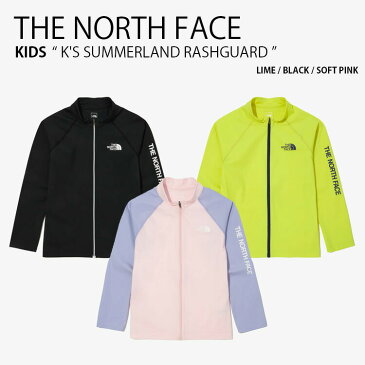 THE NORTH FACE ノースフェイス キッズ ラッシュガード K'S SUMMERLAND RASHGUARD サマーランド UVカット 長袖 ロングスリーブ ジップアップ 水着 スタンドネック グリーン ブラック ピンク 子供用 男の子 女の子 NJ5JN04S/T/U【中古】未使用品