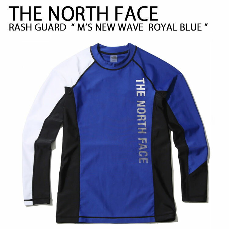 THE NORTH FACE ノースフェイス ラッシュガード M'S NEW WAVE ROYAL BLUE UVカット ハイネック 立ち襟 UVカット 長袖 ロングスリーブ 冷感素材 マリンスポーツ サーフィン ブルー メンズ レディース NT7TK03L【中古】未使用品