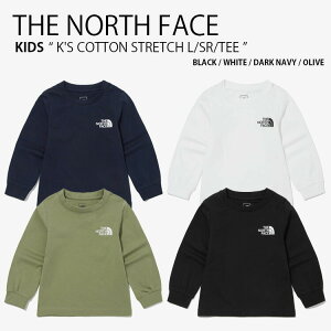 【ポイント2倍!】THE NORTH FACE ノースフェイス キッズ ロンT K'S COTTON STRETCH L/SR/TEE コットン ストレッチ ロングスリーブ ティーシャツ ロゴ 長袖 カットソー クルーネック ブラック ホワイト ネイビー カーキ 子供用 NT7TN01S/T/U/V【中古】未使用品