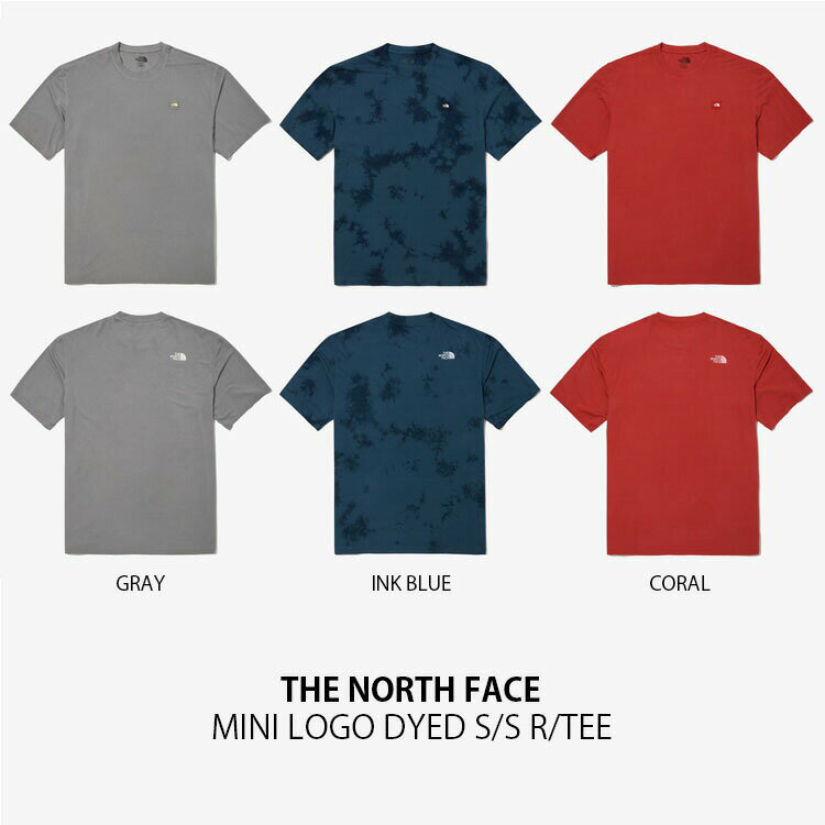 THE NORTH FACE ノースフェイス Tシャツ MINI LOGO DYED S/S R/TEE ミニ ロゴ ダイド ショートスリーブ ティーシャツ 半袖 カットソー グレー ブルー レッド WHITELABEL メンズ レディース NT7UN19J/K/L【中古】未使用品