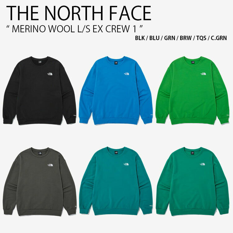 THE NORTH FACE ノースフェイス ロンT MERINO WOOL L/S EX CREW 1 メリノウール ロングスリーブ クルーネック ティーシャツ 長袖 カットソー ロゴ ブラック ブルー グリーン ブラウン NI5MN53A/D/E/F/G/H【中古】未使用品