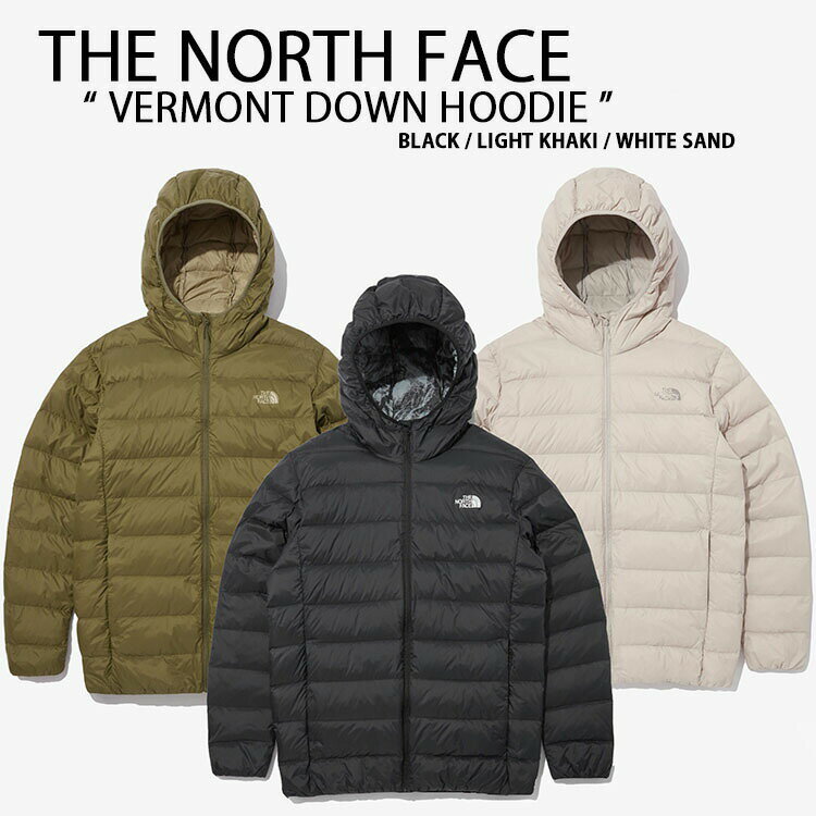 THE NORTH FACE ノースフェイス ダウンジャケット VERMONT DOWN HOODIE ダウン ジャケット ショートダウン フーディー フード一体型 BLACK KHAKI WHITE ロゴ ストリート メンズ レディース NJ1DN69A/B/C【中古】未使用品