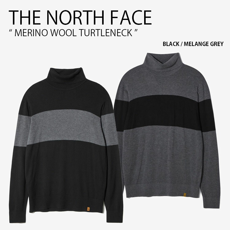 THE NORTH FACE ノースフェイス ロンT MERINO WOOL TURTLENECK メリノ ウール タートルネック ロングスリーブ ティーシャツ 長袖 カットソー セーター ハイネック ブラック グレー メンズ レディース NT7XN50A/B未使用品