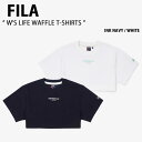 FILA フィラ Tシャツ W'S LIFE WAFFLE T-SHIRT FS2RSF2364F ライフ ワッフル Tシャツ ネイビー ホワイト クロップ ショートスリーブ 半袖 丈短め クロップドトップス ロゴ ストリート レディース 女性用 【中古】未使用品