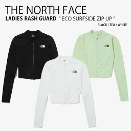 THE NORTH FACE ノースフェイス レディース ラッシュガード ECO SURFSIDE ZIP UP エコ サーフサイド ジップアップ ジャケット クルーネック ロングスリーブ 長袖 クロップ丈 水着 スイムウェア ロゴ ブラック グリーン ホワイト 女性用 NJ5JP08J/K/L【中古】未使用品