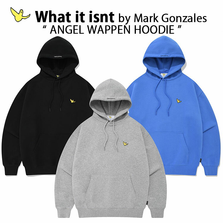 MARK GONZALES マークゴンザレス パーカー WHAT IT ISNT Angel Wappen HOODIE エンジェルワッペン フーディー GRAY BLACK AQUA フード スウェット トレーナー ワットイットイズント MG2300HD01【中古】未使用品