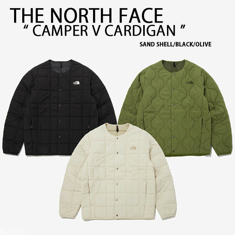 THE NORTH FACE ノースフェイス カーディガン ジャケット CAMPER V CARDIGAN キルティングジャケット ノーカラージャケット SAND SHELL BLACK OLIVE パディングジャケット ホワイトサンド ブラック オリーブ メンズ レディース NJ3NP60A/B/C【中古】未使用品