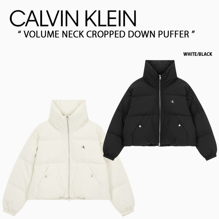 Calvin Klein カルバンクライン レディース ダウンジャケット VOLUME NECK CROPPED DOWN PUFFER ボリュームネッククロップダウンパファー レディースダウン ホワイト ブラック WHITE BLACK J223412YBI/BEH【中古】未使用品