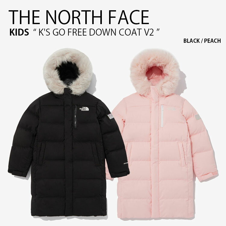 楽天セレクトショップ a-cloTHE NORTH FACE ノースフェイス キッズ ダウンジャケット K'S GO FREE DOWN COAT V2 ゴー フリー ダウン コート ジャケット ジップアップ フーディ パーカー ロゴ カジュアル ストリート アウトドア ブラック ピンク 男の子 女の子 子供用 NJ1DP57S/T【中古】未使用品