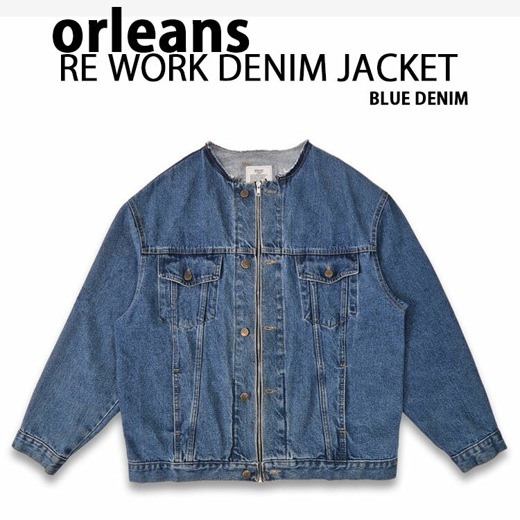 orleans デニムジャケット orleans re work denim jacket カバーオール Gジャン BLUE DENIM ビンテージ加工 ノーカラージャケット 再構築ウェア メンズ レディース 3860
