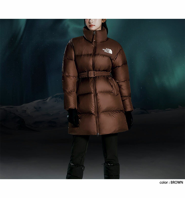 THE NORTH FACE ノースフェイス レディース ダウンジャケット W'S NUPTSE BELTED DOWN COAT ダウンコート ヌプシダウン ミドル丈 BROWN SAND BLACK ベルト付きダウン NC1DQ85CA/B/C【中古】未使用品