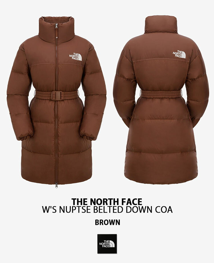 THE NORTH FACE ノースフェイス レディース ダウンジャケット W'S NUPTSE BELTED DOWN COAT ダウンコート ヌプシダウン ミドル丈 BROWN SAND BLACK ベルト付きダウン NC1DQ85CA/B/C【中古】未使用品
