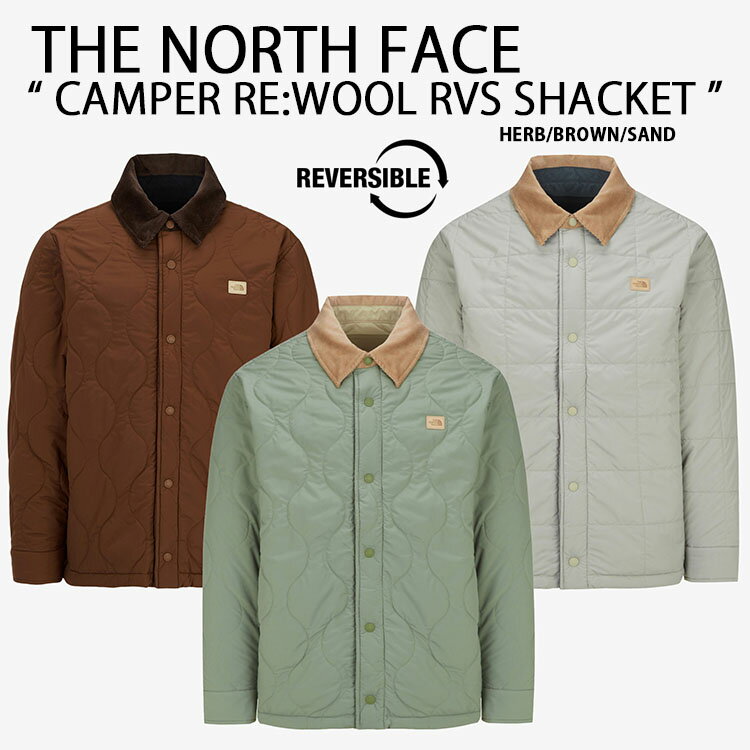 THE NORTH FACE ノースフェイス キルティングジャケット シャケット M'S CAMPER RE:WOOLWAVE RVS SHACKET リバーシブル KHAKI BROWN WHITE リバーシブルジャケット パディングジャケット NJ3NQ62A/B/C【中古】未使用品のサムネイル