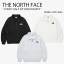 THE NORTH FACE ノースフェイス スウェット COMFY HALF ZIP SWEATSHIRTS コンフィ ハーフ ジップ スウェットシャツ トレーナー 長袖 プルオーバー スタンドネック ロゴ グレー アイボリー ブラック WHITELABEL メンズ レディース 男性用 女性用 NM5MQ01J/K/L【中古】未使用品