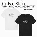 Calvin Klein カルバンクライン レディース Tシャツ WMNS MONOGRAM LOGO S/S T-SHIRT BLACK WHITE CK モノグラム クルーネック 半袖Tシャツ ブラックホワイト レディース 47B865G UB1/YAA