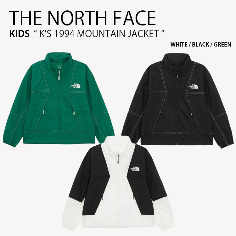 楽天セレクトショップ a-cloTHE NORTH FACE ノースフェイス キッズ ナイロンジャケット K'S 1994 MOUNTAIN JACKET マウンテン ジャケット スタンドネック ロゴ ストリート カジュアル アウトドア ホワイト ブラック グリーン 男の子 女の子 子供用 NJ3LR10S/T/U【中古】未使用品