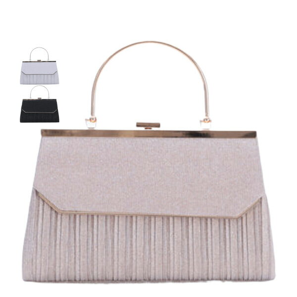 ハンドバッグ パーティーバッグ ラメプリーツハンドル付きパーティーバッグ ショルダー 結婚式 2次会 ..