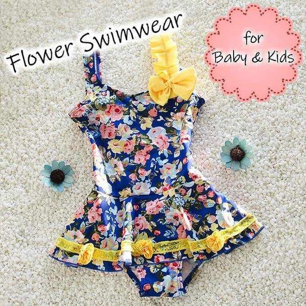 水着女の子 キッズ ワンピース 110 120 130 140 お花 かわいい レトロ 韓国 子供 夏 サマー スイミング メール便 対応 swb-018