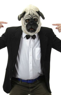 犬 パグ マスク 大人用 口 動く 動物 コスプレ 仮装 被り物 年賀状 戌年